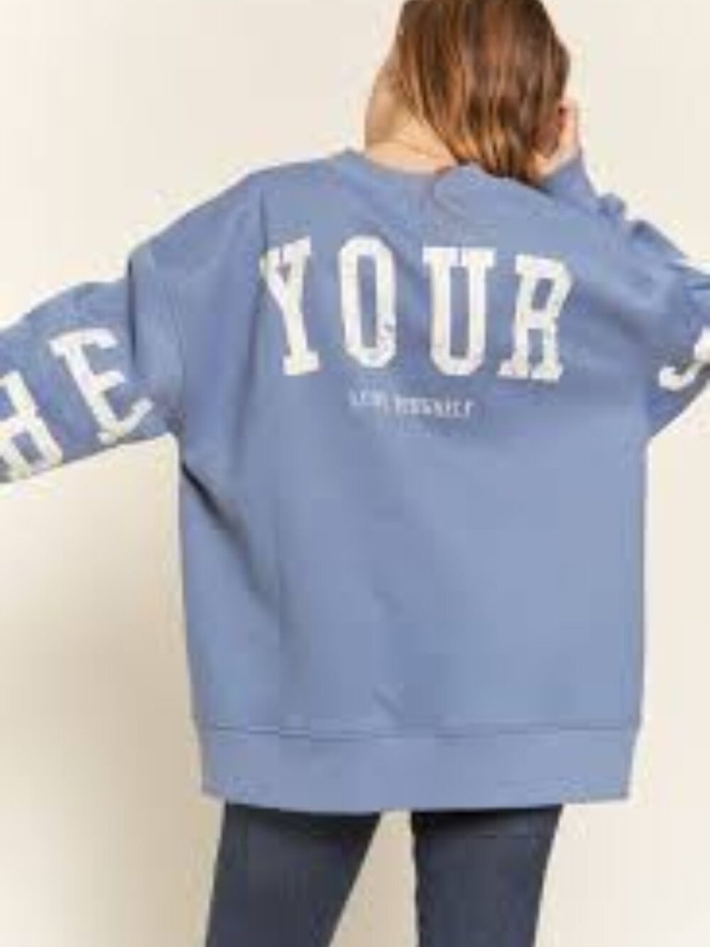 Be Your Self Oversized Sweatshirt - Light Blue - Size Small
